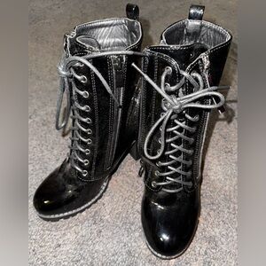 Black Lace-Up Ankle Boots